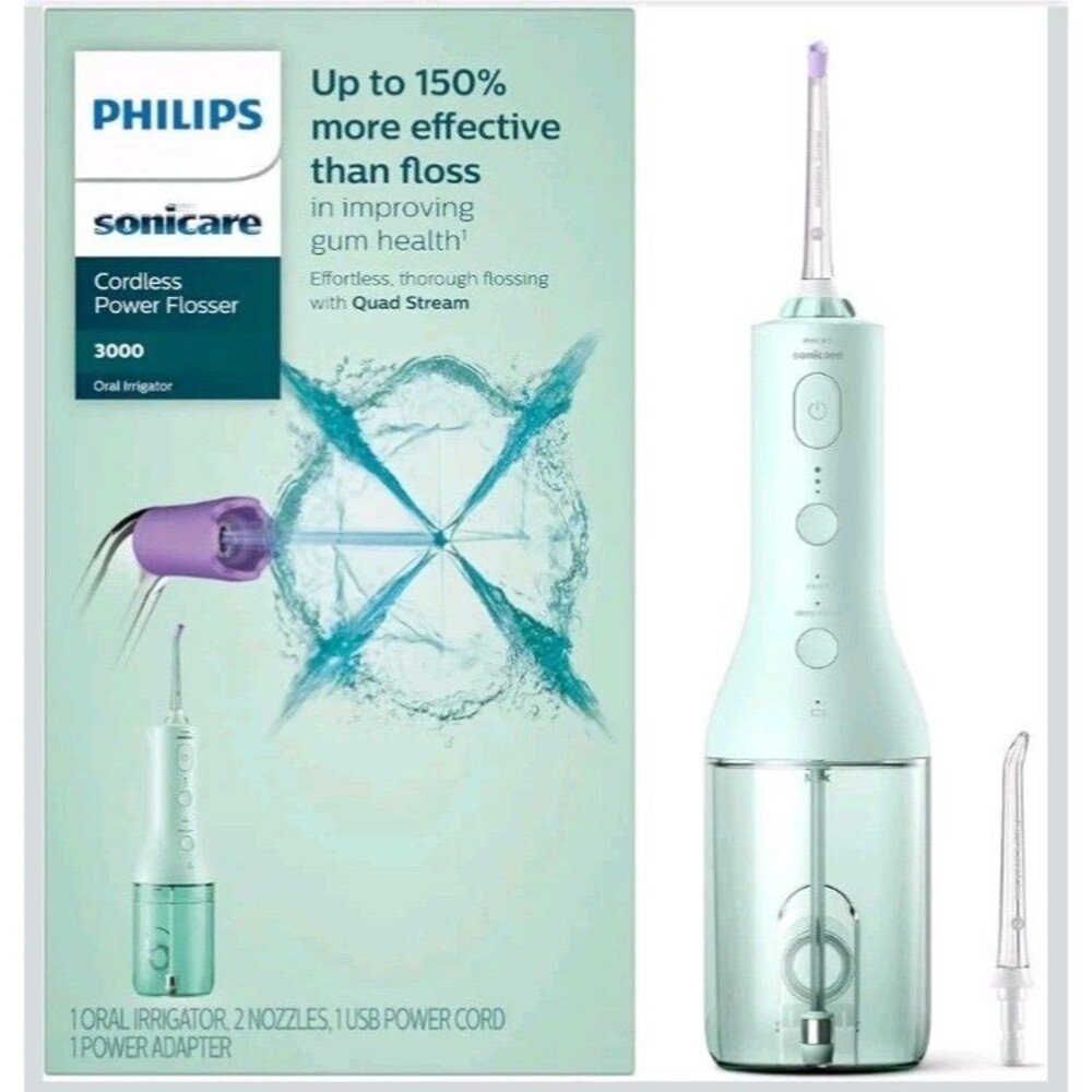 Philips Sonicare Cordless Power Flosser 3000 - Mint, HX3826/24 open box